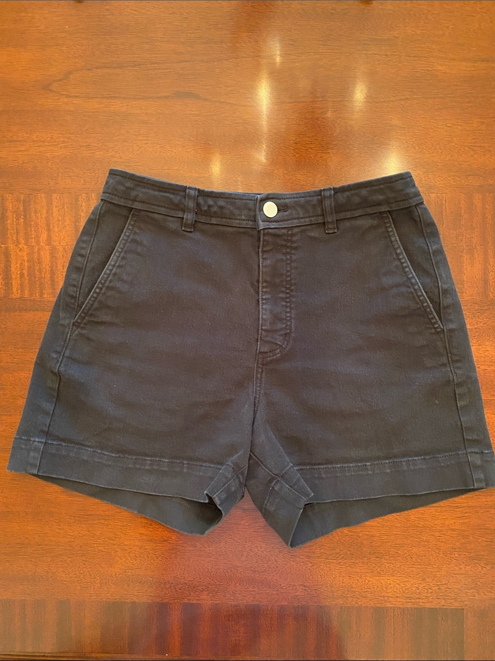 Everlane Way High A-Line Washed Black Denim Shorts Size 6